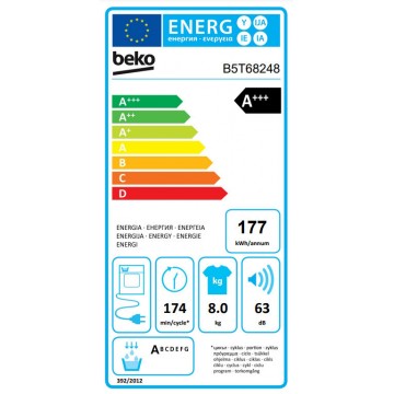 Beko B5T68248 Στεγνωτήριο 8kg A+++ με Αντλία Θερμότητας